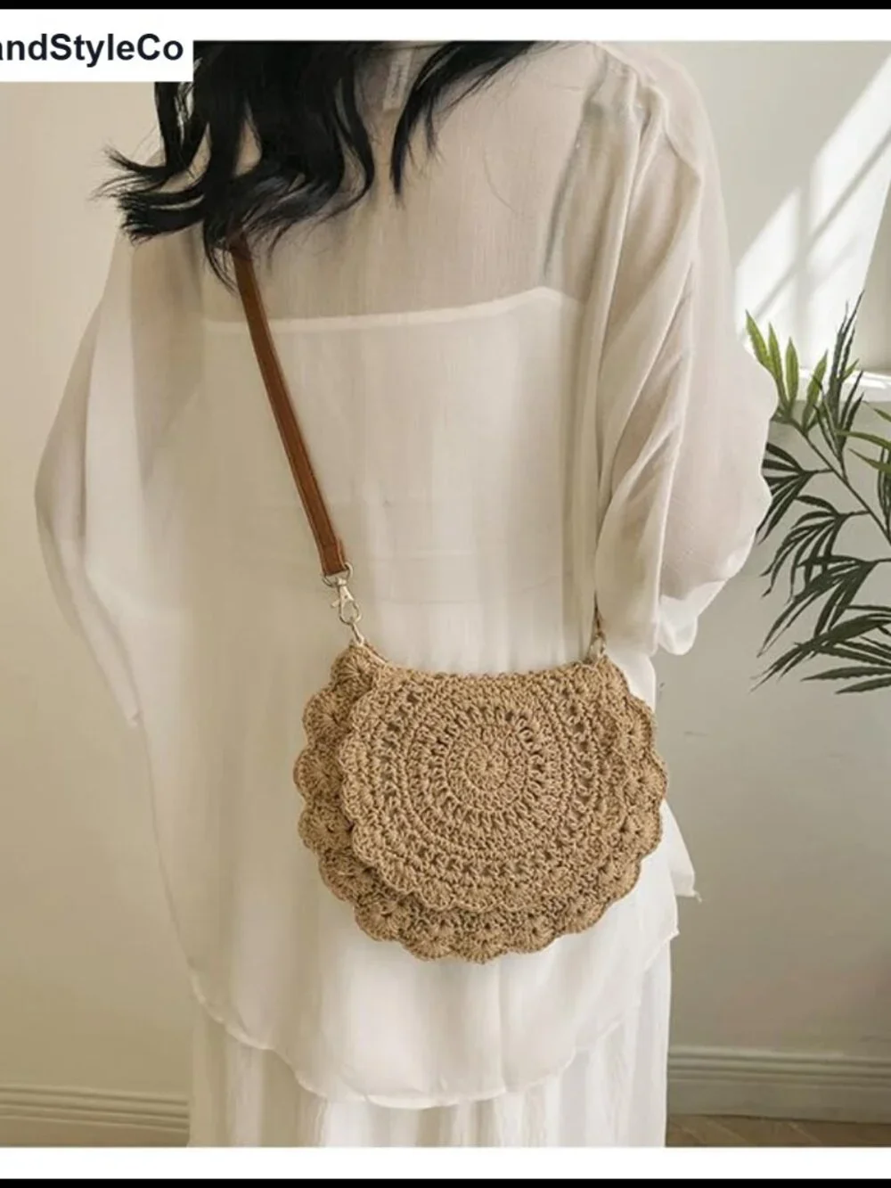 Handwoven Crochet Crossbody Hobo Bag Summer Small Purse Cotton Shoulder Bag